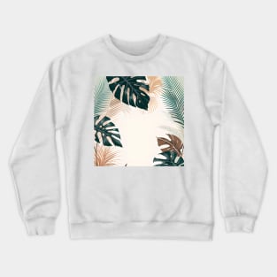 Minimalist Boho Chic Botanical Nature Teal Beige Tropical Plant Leaves Crewneck Sweatshirt